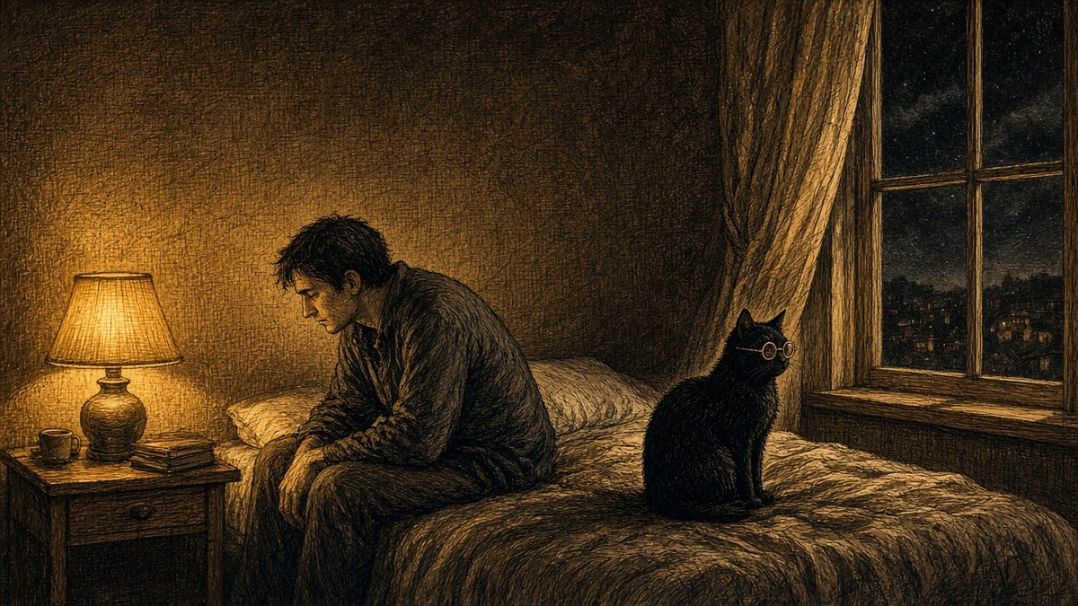 Pessoa acordada de madrugada, sozinha com os próprios pensamentos
